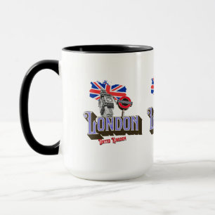 London UK, Big Ben, Underground, Union Jack Mug