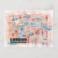 London UK Illustrated Map with Main Roads
