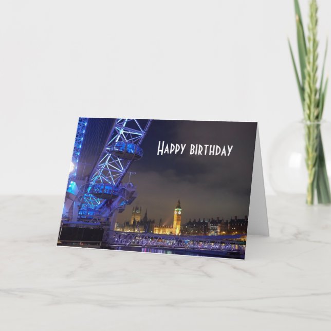 London UK  Night Landscape London Eye View Card (Front)