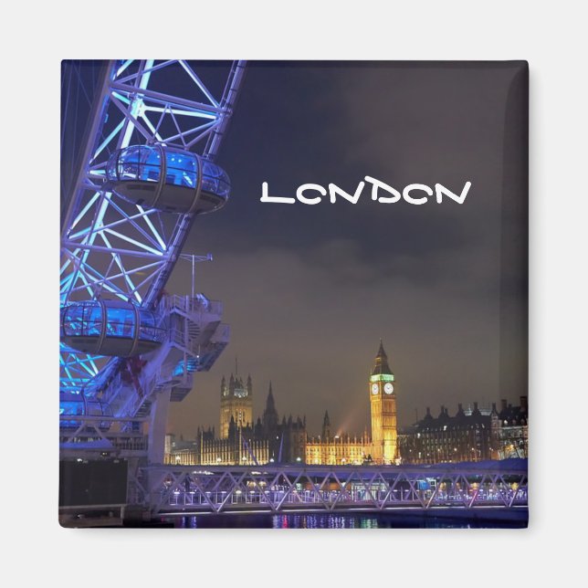 London UK Night Landscape London Eye View Magnet (Front)