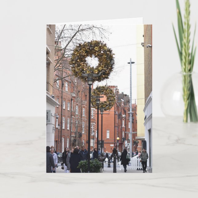 London UK Photography Christmas Shoppers Wreaths Card (Front)