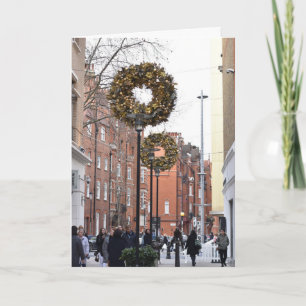 London UK Photography Christmas Shoppers Wreaths Card