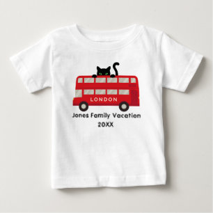 London UK Red Bus Cat family vacation keepsake  Baby T-Shirt