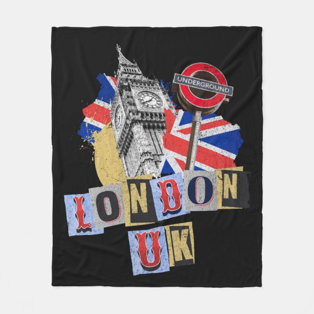 London UK retro style design Fleece Blanket (Front)