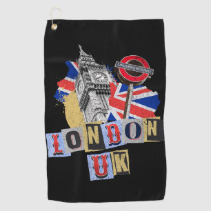 London UK retro style design Golf Towel