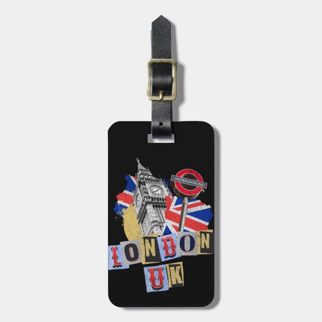 London UK retro style design Luggage Tag (Front Vertical)