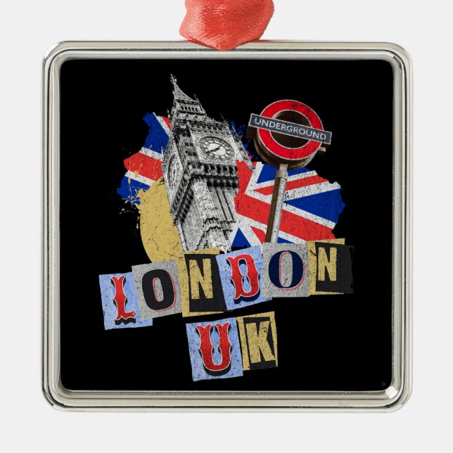 London UK retro style design Metal Tree Decoration (Front)