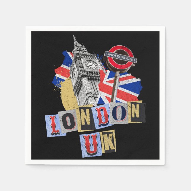 London UK retro style design Napkin (Front)
