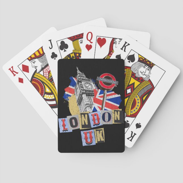 London UK retro style design Playing Cards (Back)