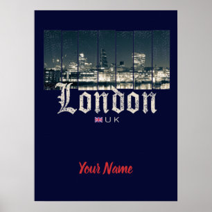London Uk Skyline United Kingdom England vintage Poster