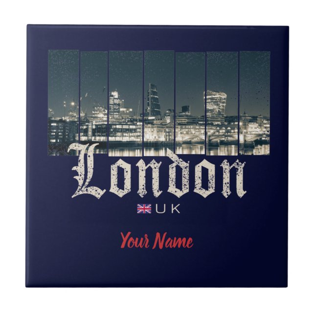 London Uk Skyline United Kingdom England vintage Tile (Front)