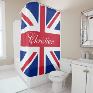 London UK United Kingdom Union Jack Personalised Shower Curtain