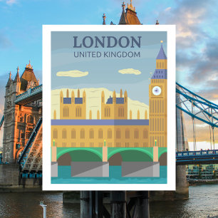 London, UK Vintage Retro Travel Postcard