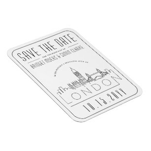 London, UK Wedding Stylised Skyline Save the Date Magnet