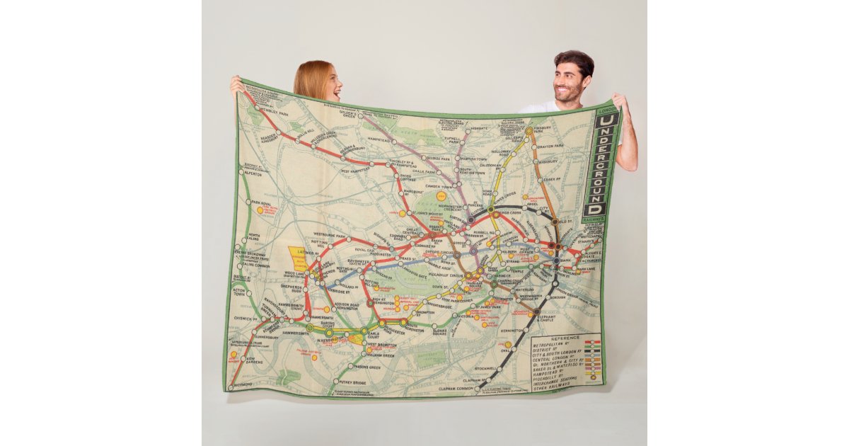 London Underground Railways Map Fleece Blanket Zazzle