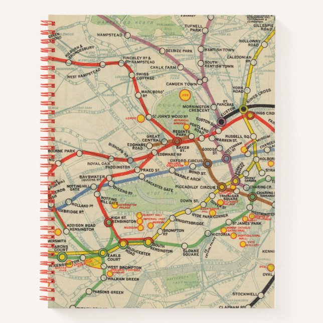 London Underground Railways Map Notebook (Front)