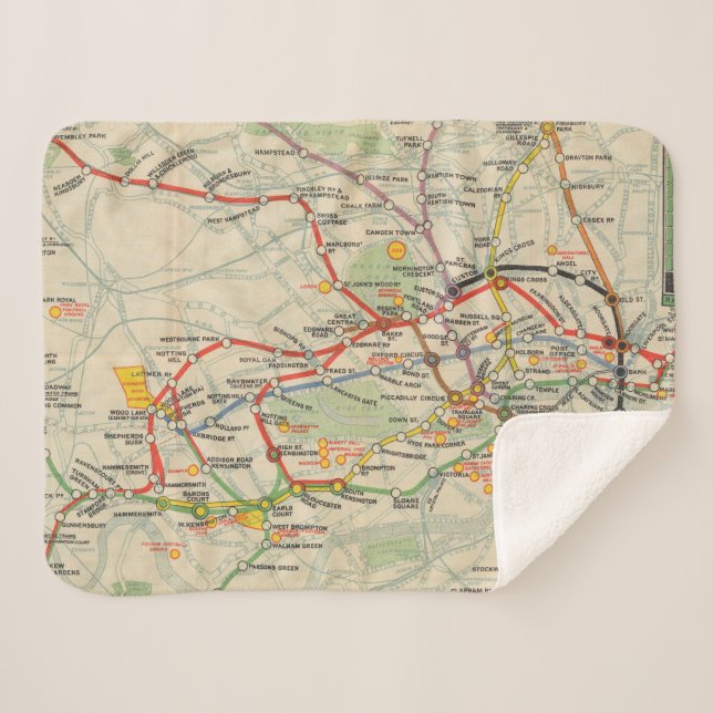 London Underground Railways Map Sherpa Blanket (Front (Horizontal))