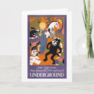London Underground Vintage Transportation Poster Holiday Card