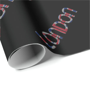 London Union Jack British Flag Typography Elegant Wrapping Paper