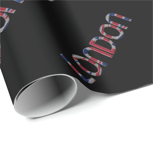 London Union Jack British Flag Typography Elegant Wrapping Paper (Roll Corner)