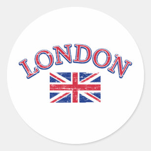 London Union Jack Design Classic Round Sticker