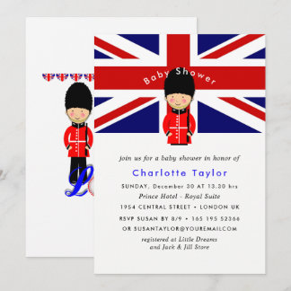 London Union Jack Theme Baby Shower Invitation