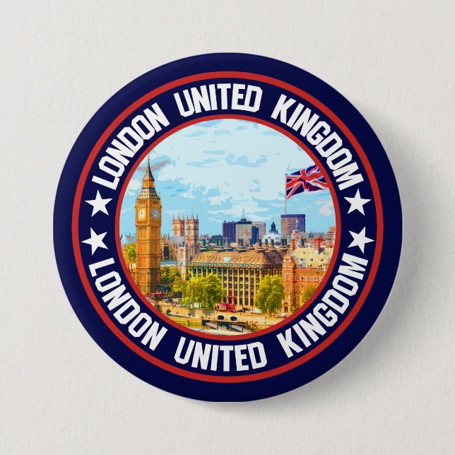 London United Kingdom                              7.5 Cm Round Badge (Front)