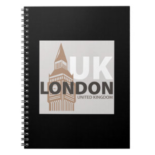 London United Kingdom Big Ben Minimalist Typograph Notebook