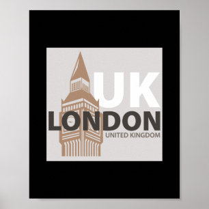 London United Kingdom Big Ben Minimalist Typograph Poster