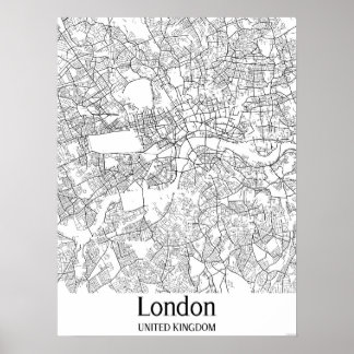 London United Kingdom Black & White City Map Poster