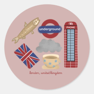 London, United Kingdom collage Classic Round Sticker