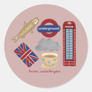 London, United Kingdom collage Classic Round Sticker