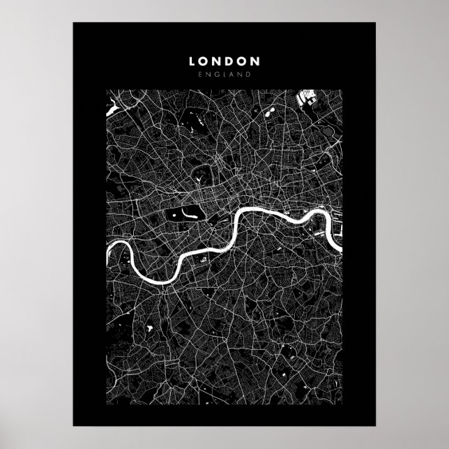 London - United Kingdom Dark City Map Poster (Front)