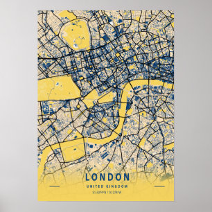 London - United Kingdom Yellow City Map Poster