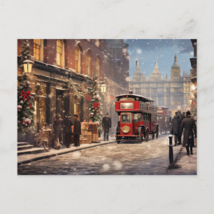 London vintage Christmas scene Postcard