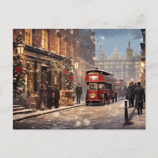 London vintage Christmas scene Postcard (Front)