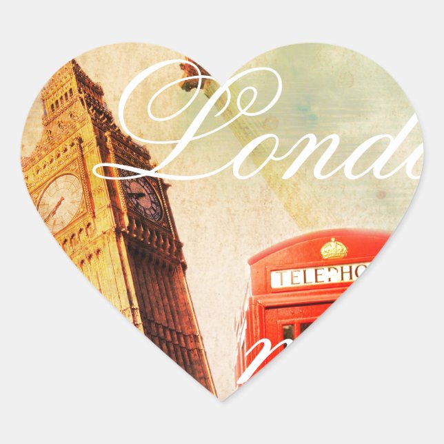 London vintage heart sticker (Front)