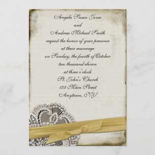 London Vintage Lace Gold Invitation