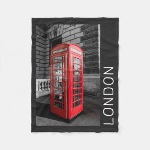 London Vintage Phone Box UK Retro Telephone Fleece Blanket