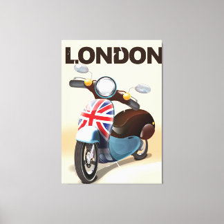 London vintage scooter union jack travel poster. canvas print