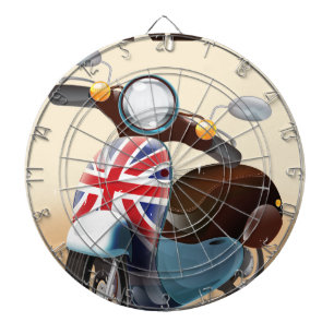 London vintage scooter union jack travel poster. dartboard