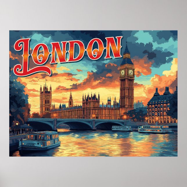 London Vintage Travel Poster (Front)
