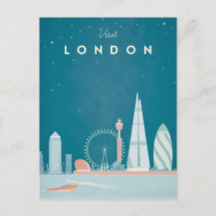 London Vintage Travel Poster - Art Postcard