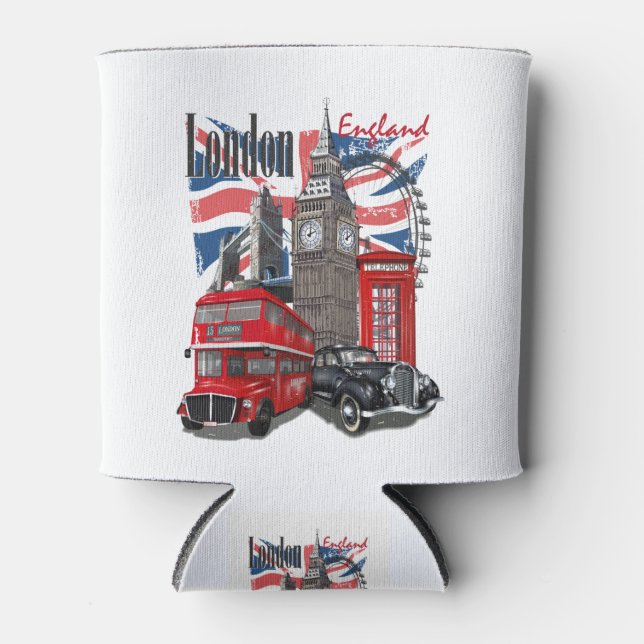 London Vintage Travel Poster Can Cooler (Front)