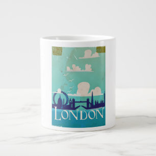 London vintage travel poster large coffee mug