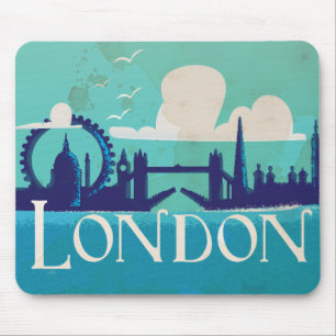 London vintage travel poster mouse mat