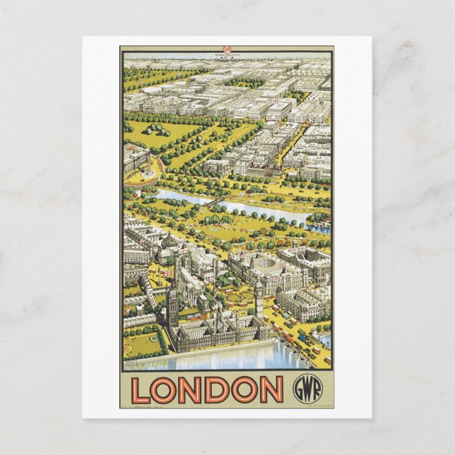 London Vintage Travel Poster Postcard (Front)