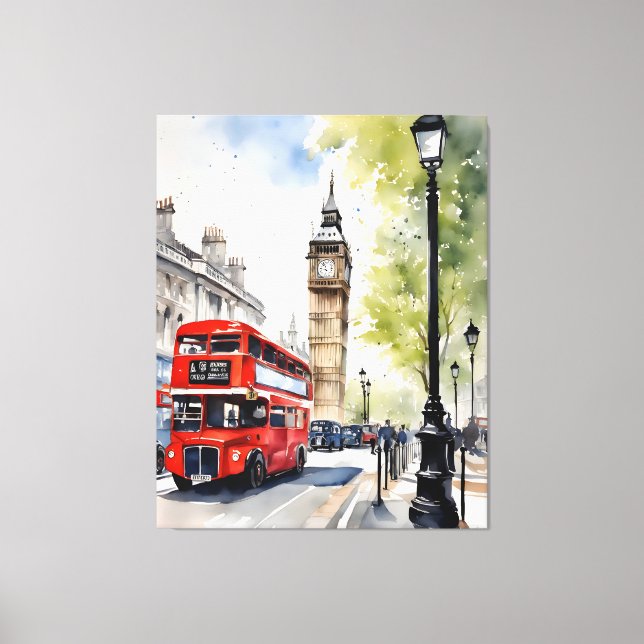 London watercolor art canvas print (Front)