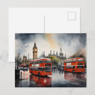 London watercolor art  postcard