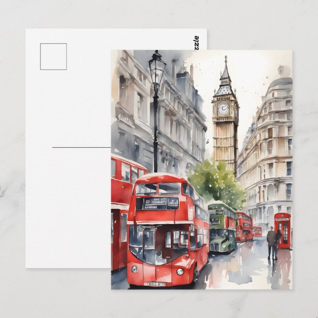 London watercolor art postcard (Front/Back)